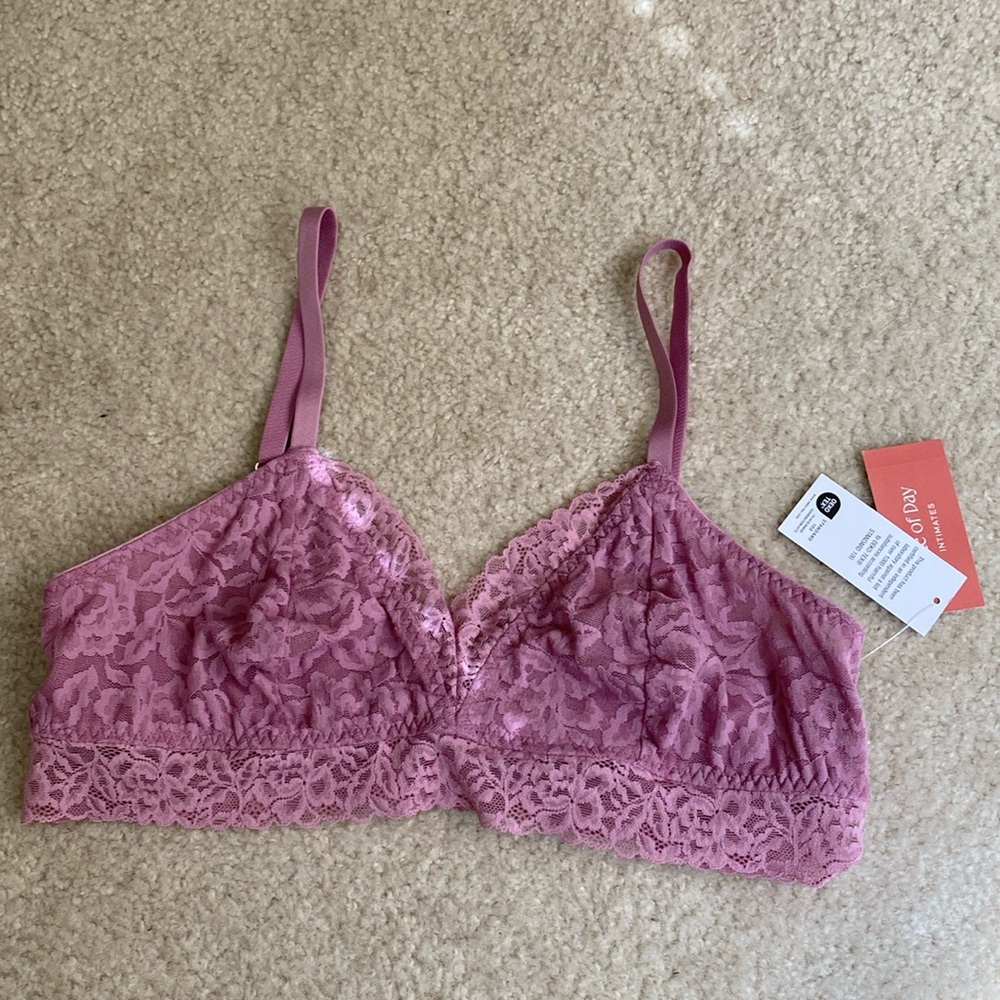 NWT State Of The Day Blush‎ Lace Bralette Hook Back Wireless XL